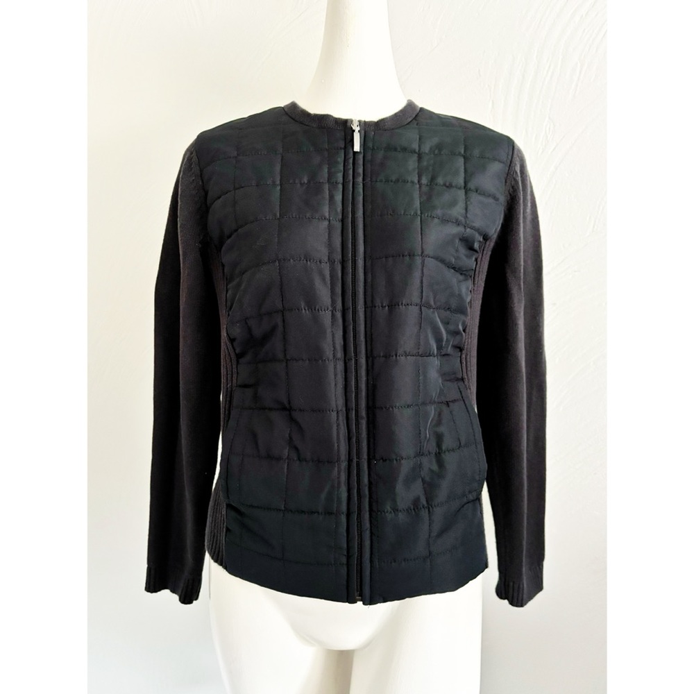 NWOT Croft & Barrow Quilted Knit Zippered Jacket - Black - Size Medium